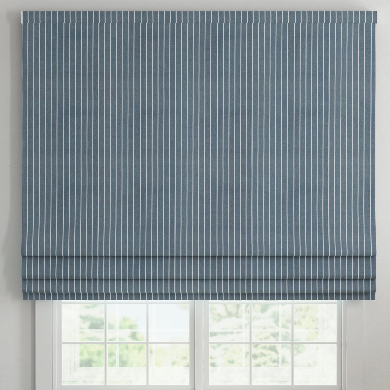 ANTE DECOR Burgess Printed Cotton Stripe Made To Measure Curtains Blue