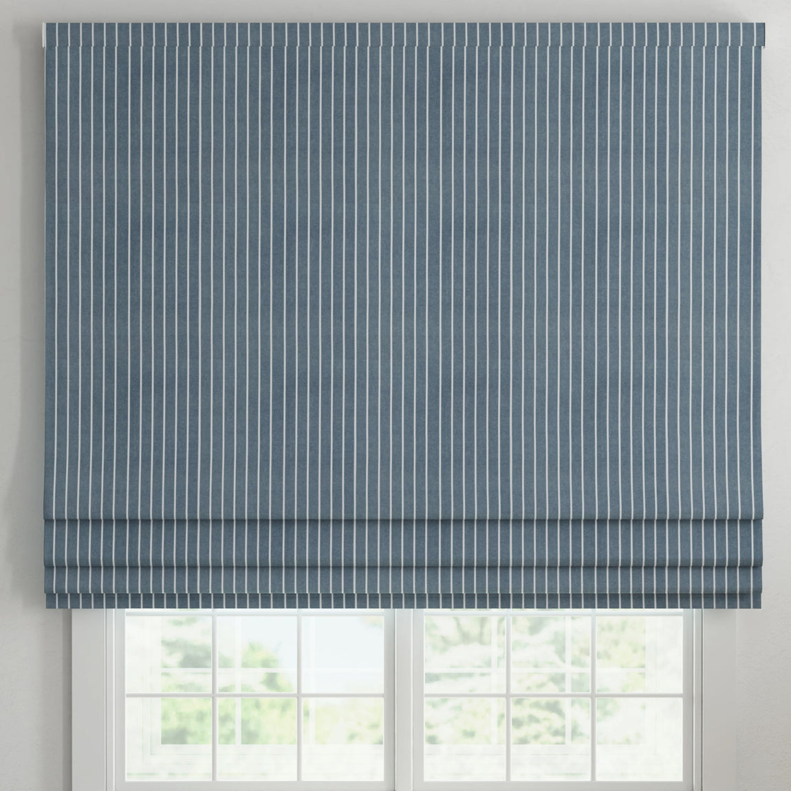 ANTE DECOR Burgess Printed Cotton Stripe Made To Measure Curtains Blue