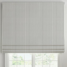 ANTE DECOR Burgess Printed Cotton Stripe Made To Measure Roman Blind White Black