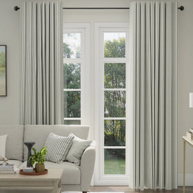 ANTE DECOR Burgess Printed Cotton Stripe Made To Measure Curtains White Black