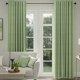 ANTE DECOR Burgess Printed Cotton Stripe Made To Measure Curtains Green