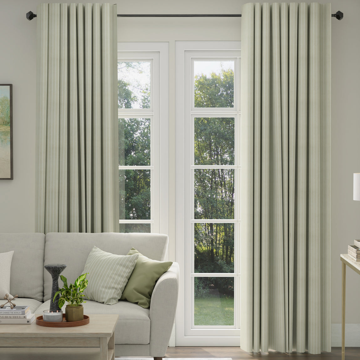 ANTE DECOR Burgess Printed Cotton Stripe Made To Measure Roman Blind Beige