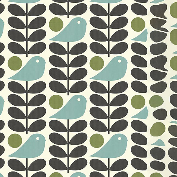Orla Kiely Early Bird Made to Measure Wave Curtain + FREE Track Granite