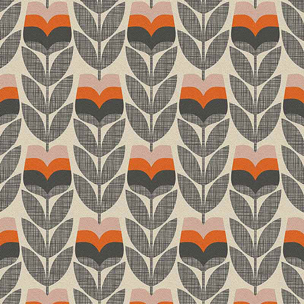 Orla Kiely Rosebud Made to Measure Wave Curtain + FREE Track Orange