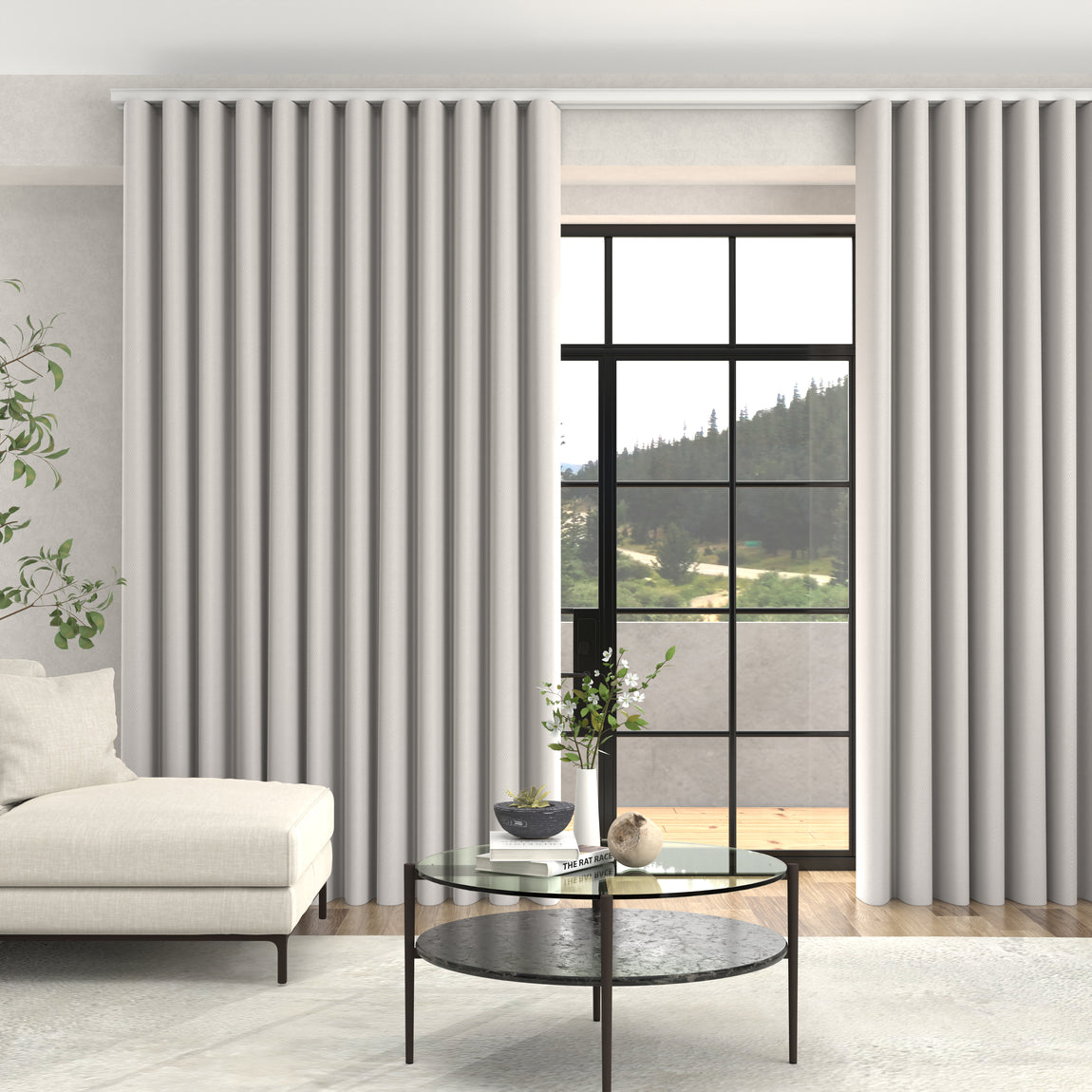 Arla Soft Texture Made To Measure Curtains + FREE Track - Wave Fog
