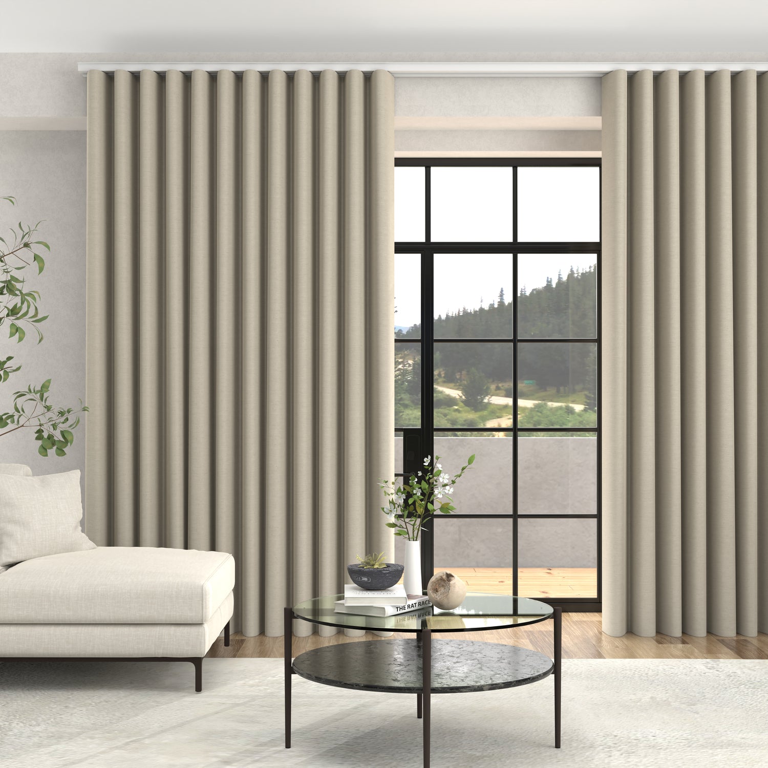 Jillian Soft Plain Made To Measure Curtains + FREE Track - Wave Linen