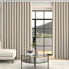 Manco Textured Stripe Made To Measure Curtains + FREE Track - Wave Ecru