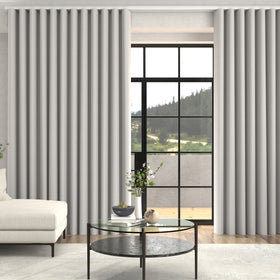 Manco Textured Stripe Made To Measure Curtains + FREE Track - Wave Cloud