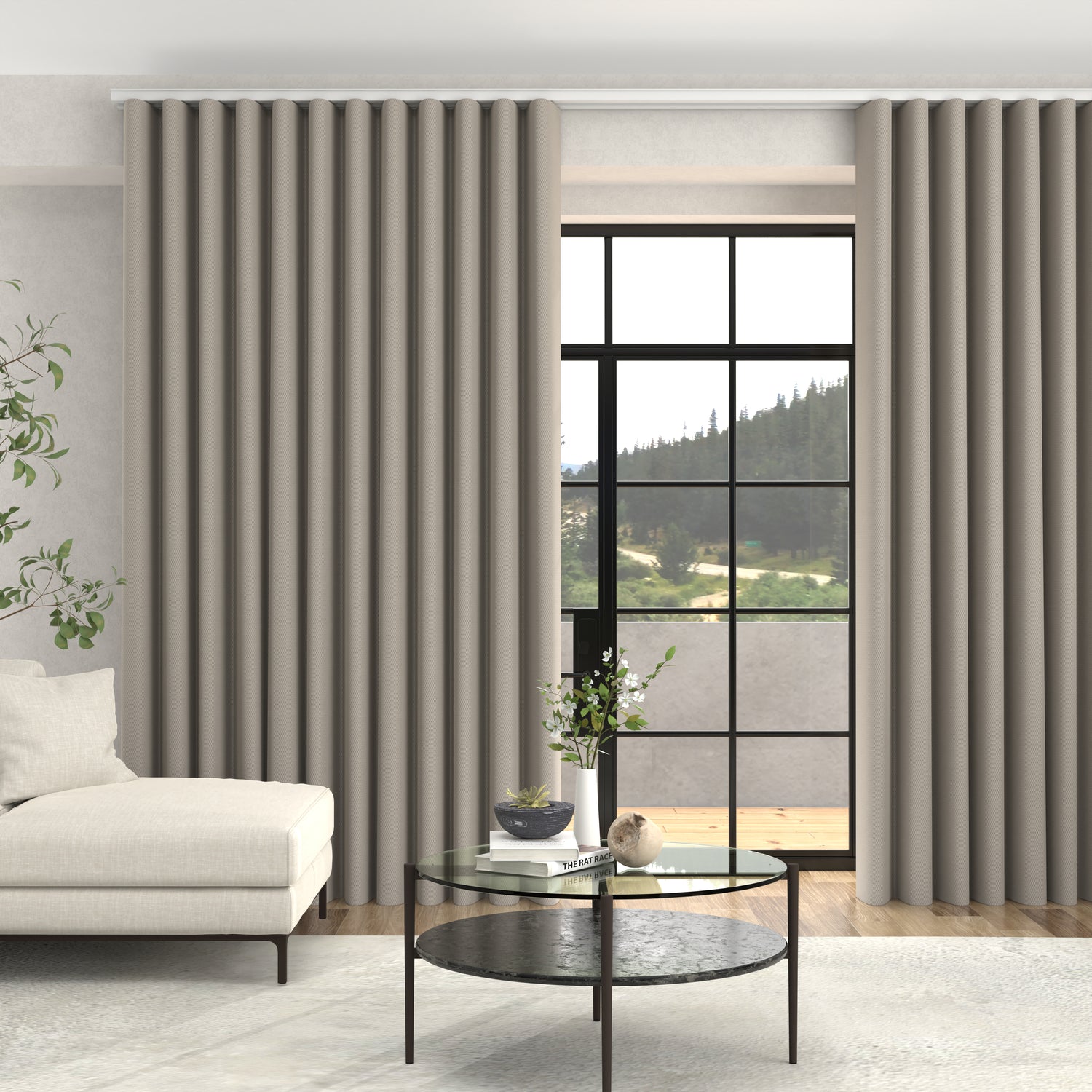 Arla Soft Texture Made To Measure Curtains + FREE Track - Wave Silver