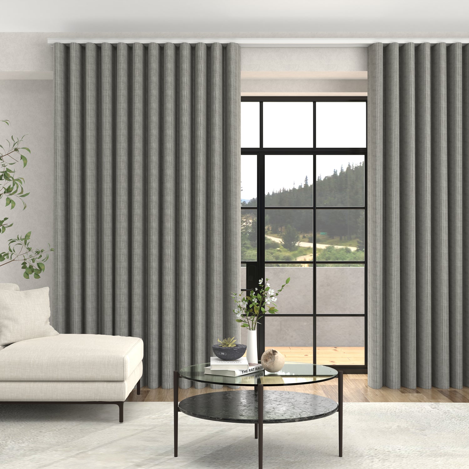 Jem Jacquard Stripe Made To Measure Curtains + FREE Track - Wave Dust