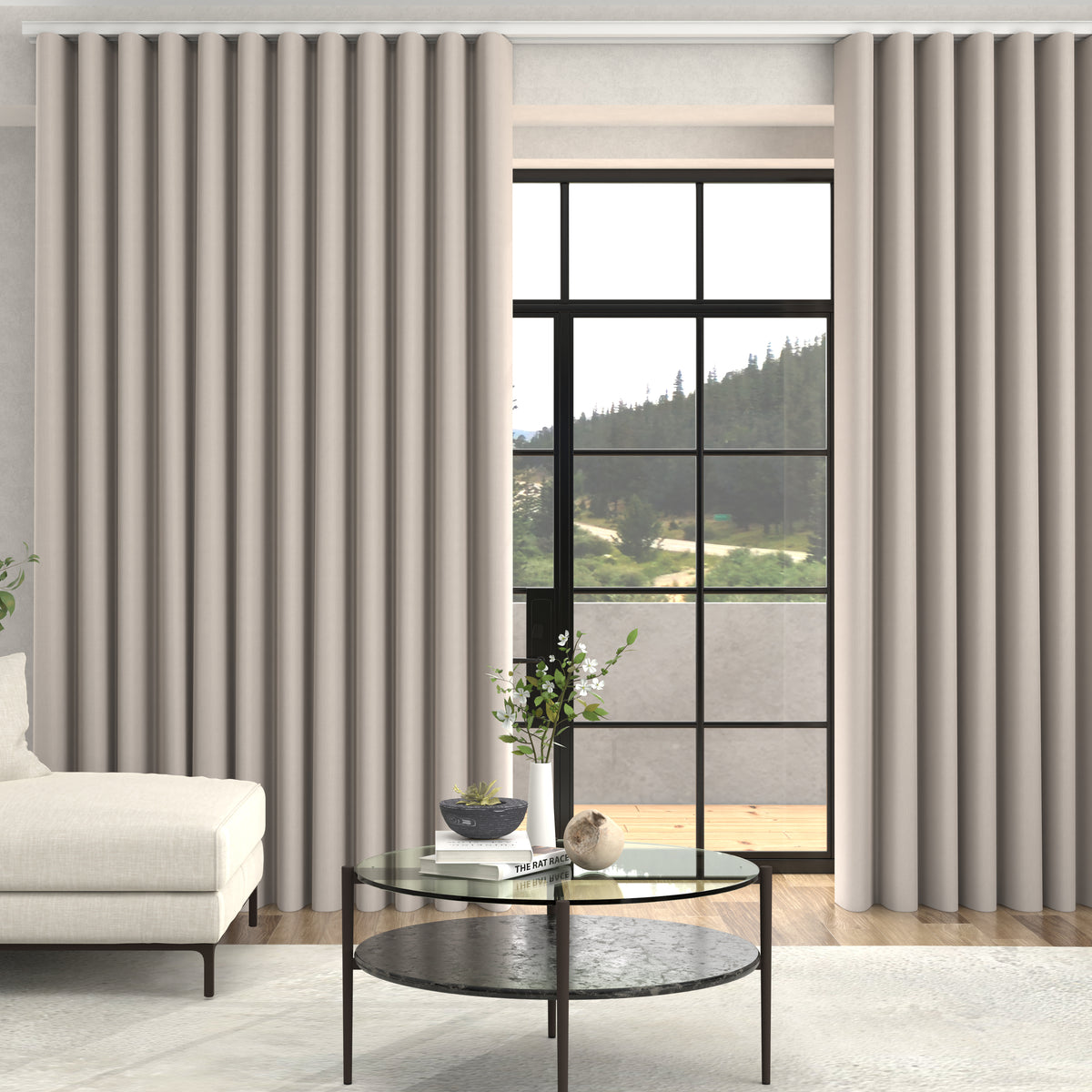Lindy Shimmer Woven Made To Measure Curtains + FREE Track - Wave Putty