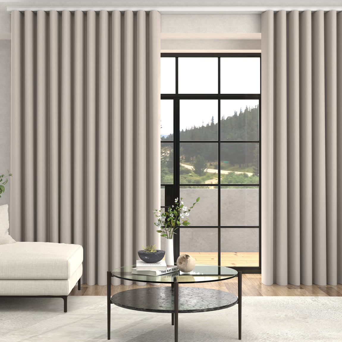Lindy Shimmer Woven Made To Measure Curtains + FREE Track - Wave Putty