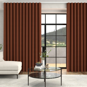 Lindy Shimmer Woven Made To Measure Curtains + FREE Track - Wave Burnt Umber
