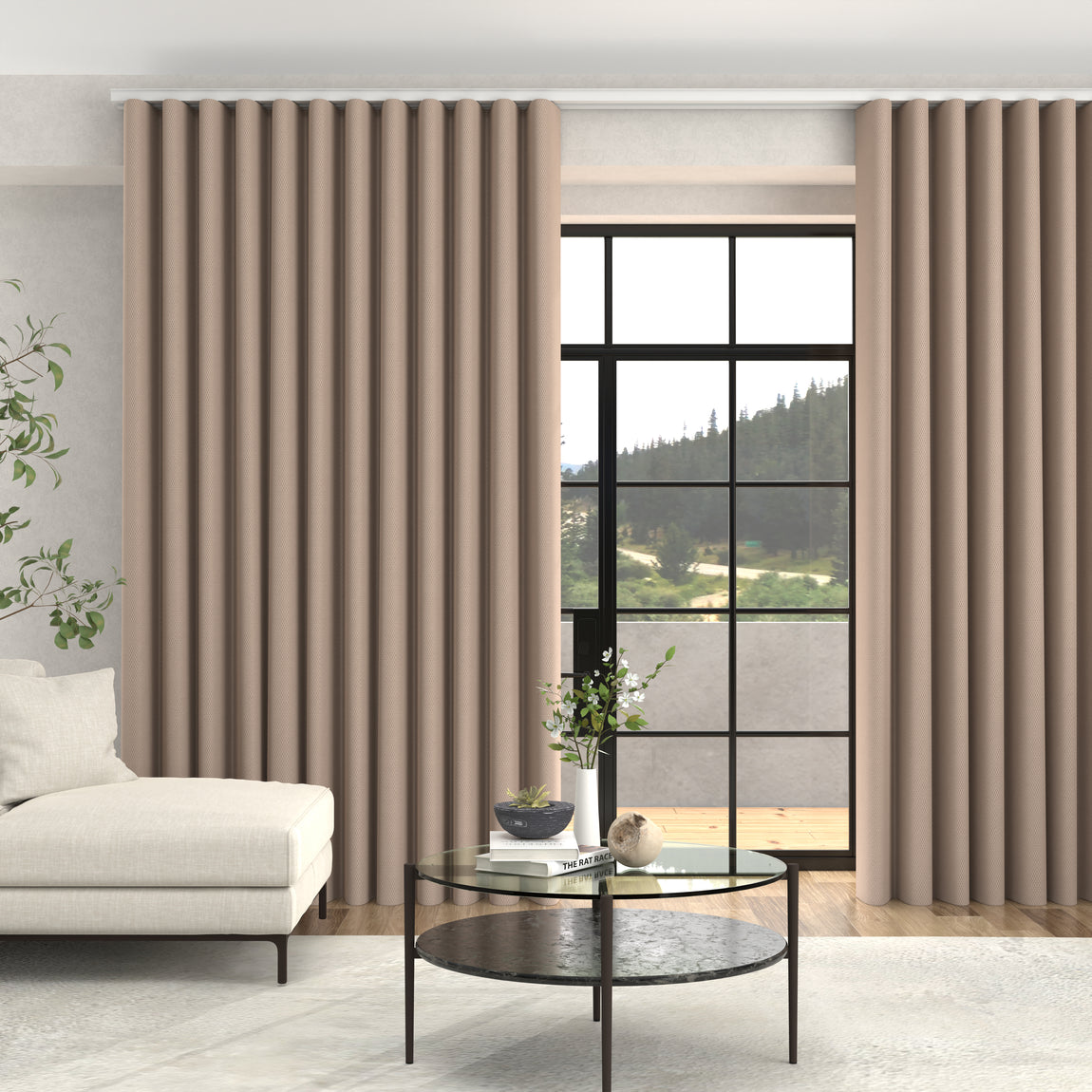 Arla Soft Texture Made To Measure Curtains + FREE Track - Wave Blush