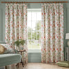 Laura Ashley Rosalind Ready Made Pencil Pleat Curtains Pale Cranberry