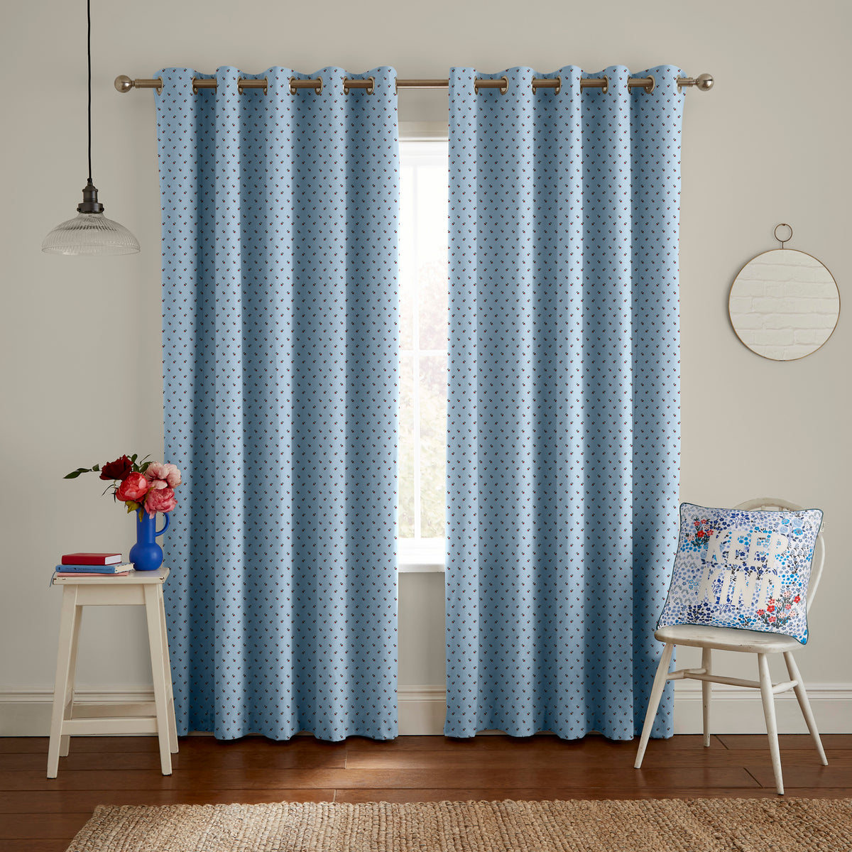 Cath Kidston Rose Bud Made to Measure Curtain Blue