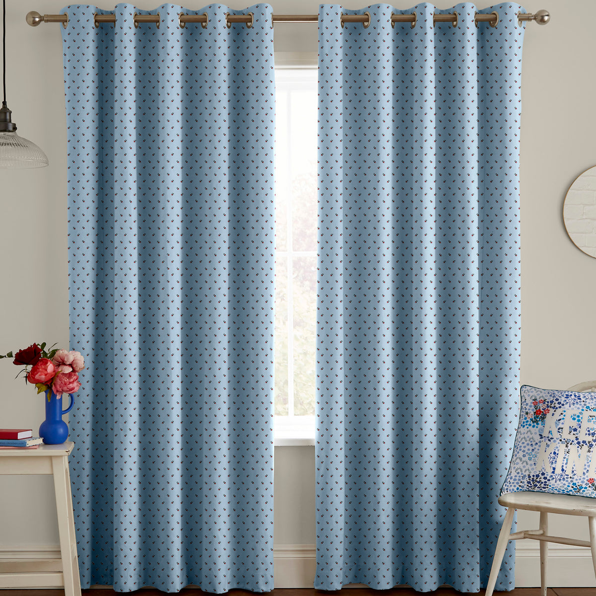 Cath Kidston Rose Bud Made to Measure Curtain Blue