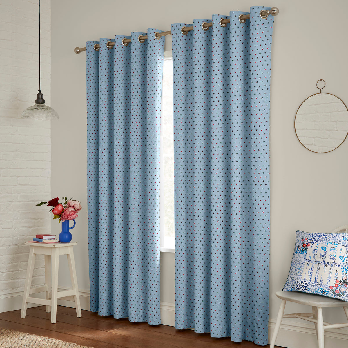 Cath Kidston Rose Bud Made to Measure Curtain Blue