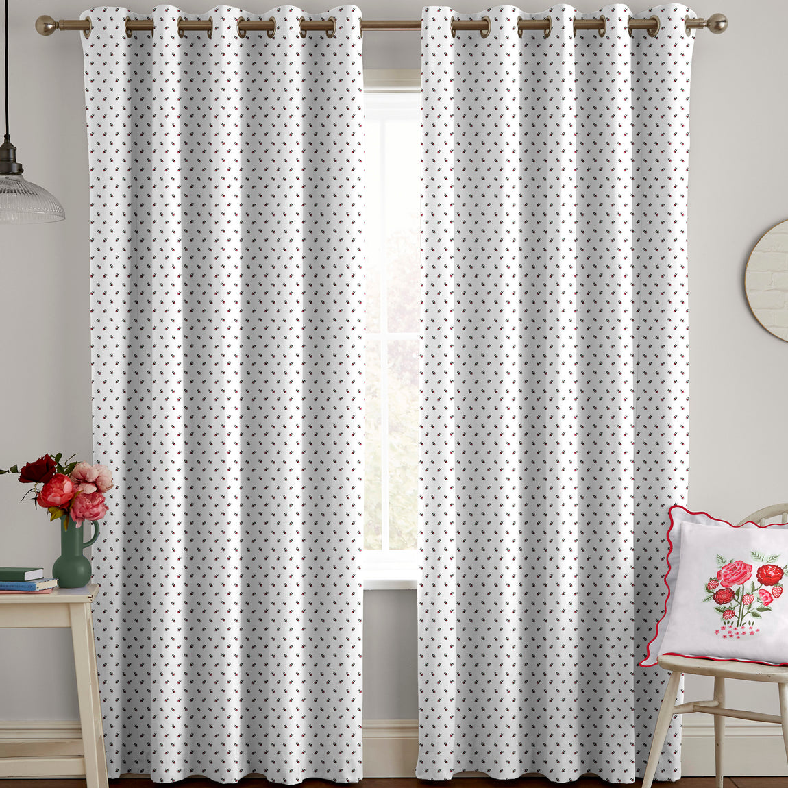 Cath Kidston Rose Bud Made to Measure Curtain White