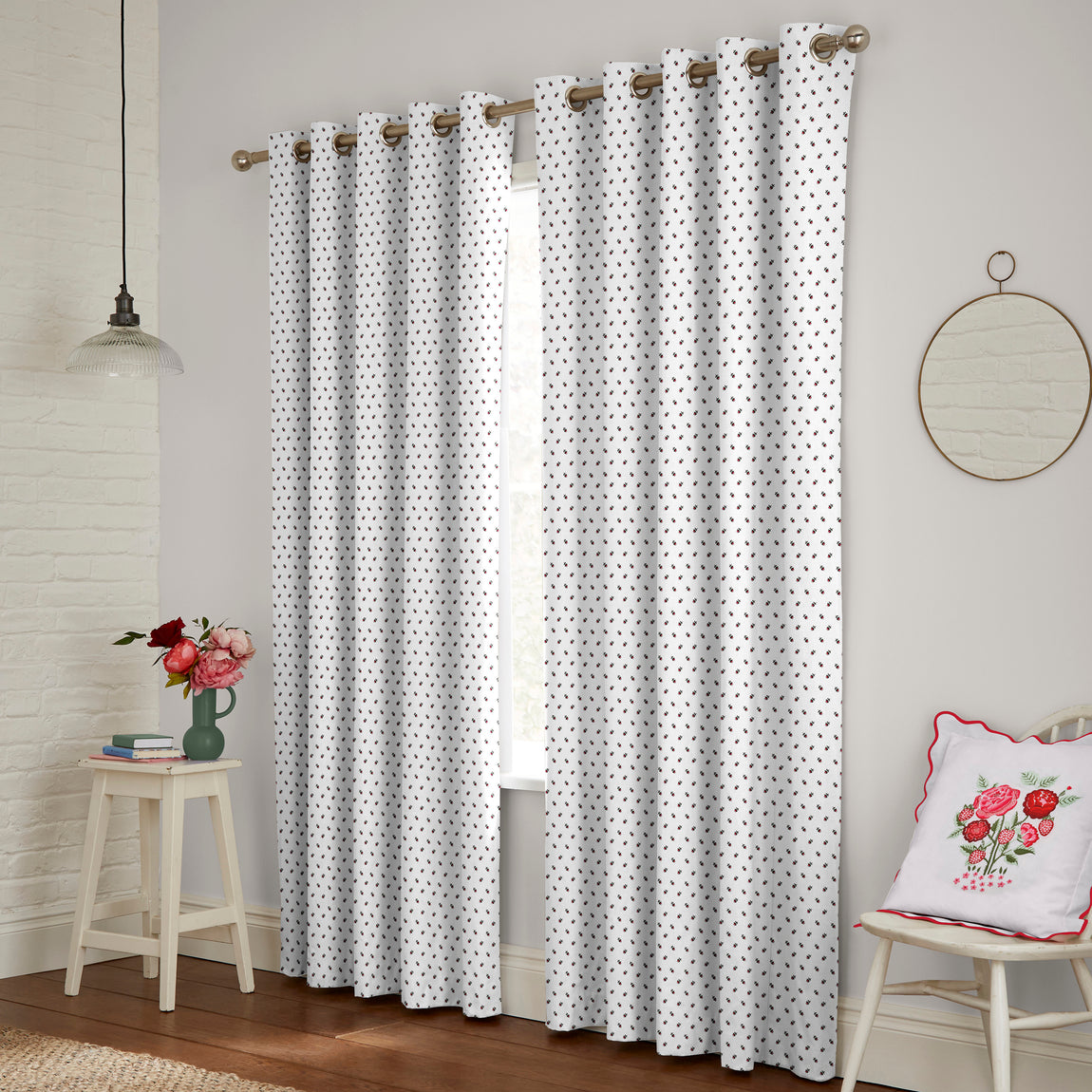 Cath Kidston Rose Bud Made to Measure Curtain White