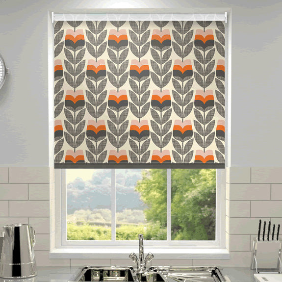 Orla Kiely Rosebud Made to Measure Blackout Roller Blind Orange