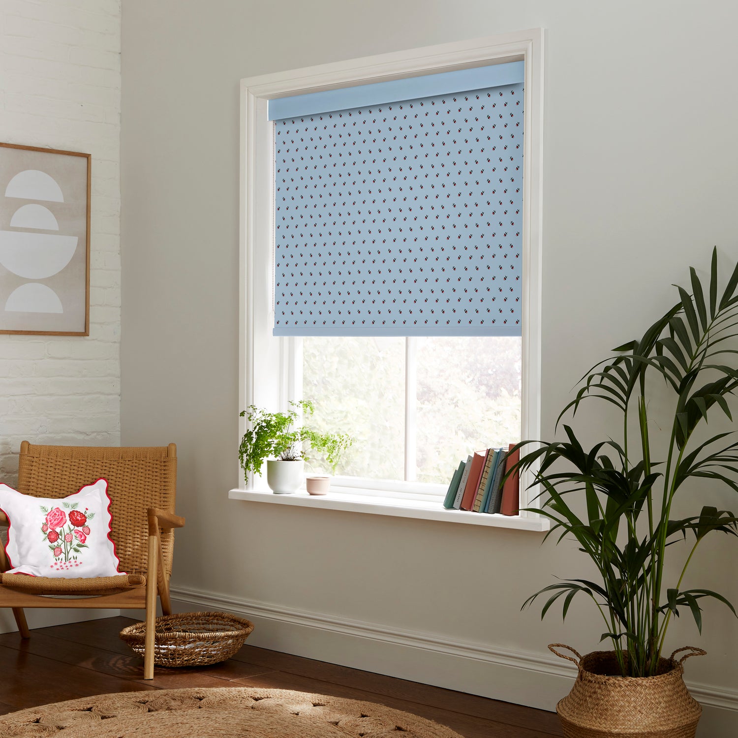 Cath Kidston Rose Bud Made to Measure Blackout Roller Blind Blue