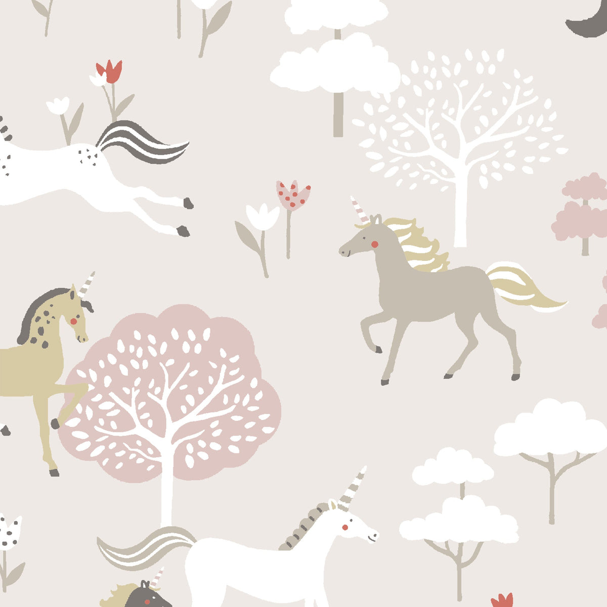 Sophie Allport Forest Ponies Blackout Made To Measure Roller Blind Soft Pink