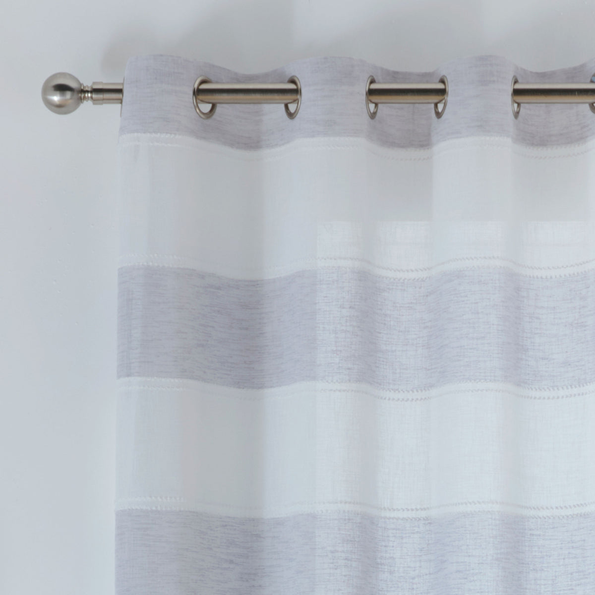 Santorini Slot Top Ready Made Single Voile Curtain Grey