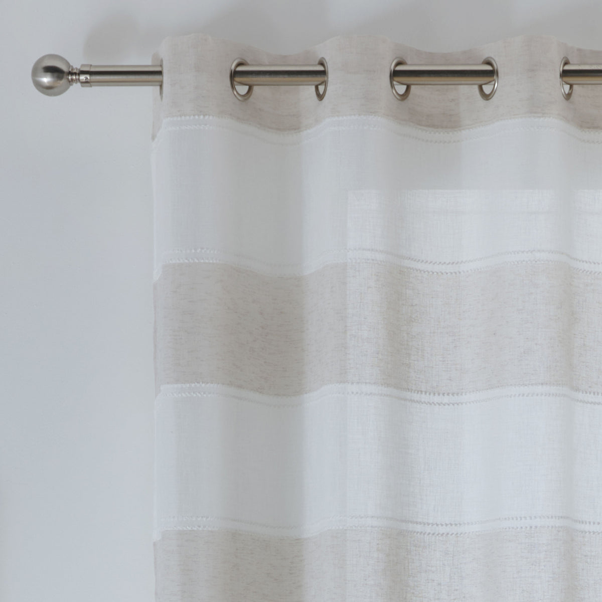 Santorini Slot Top Ready Made Single Voile Curtain Natural