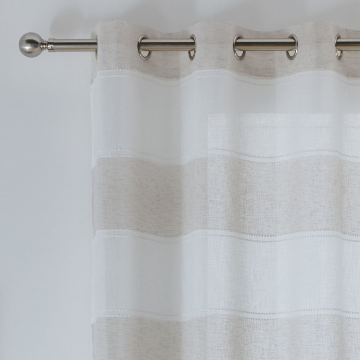 Santorini Slot Top Ready Made Single Voile Curtain Natural