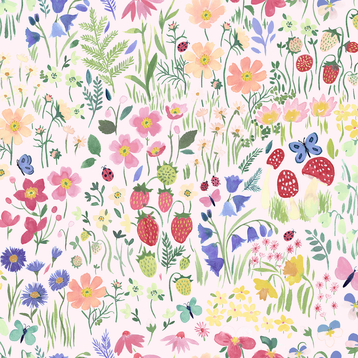 Wee Blue Bell Secret Garden Made To Measure Roman Blind Rose