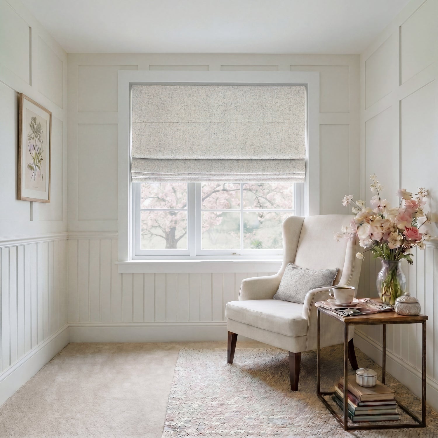 ANTE DECOR Nymans Boucle Made To Measure Roman Blind Cream