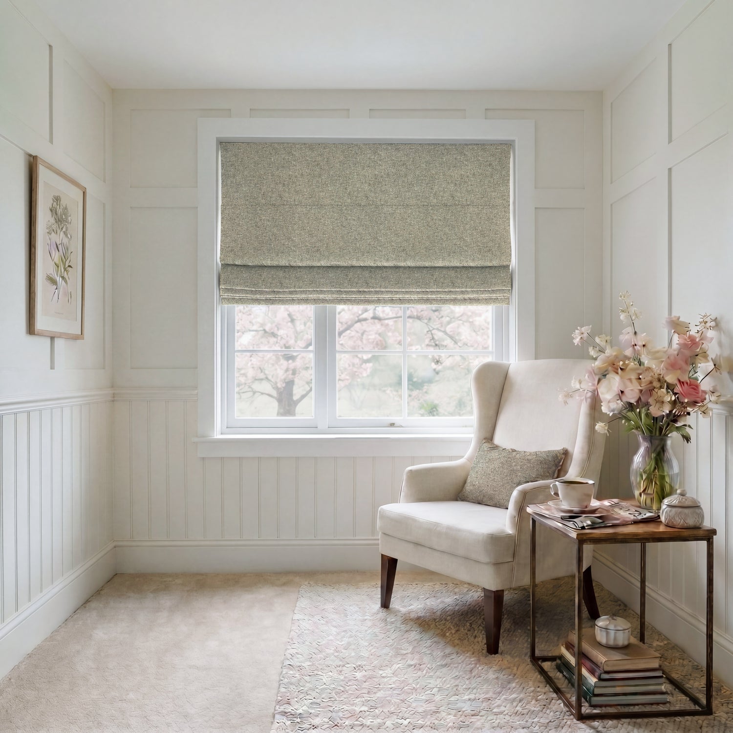 ANTE DECOR Nymans Boucle Made To Measure Roman Blind Dune