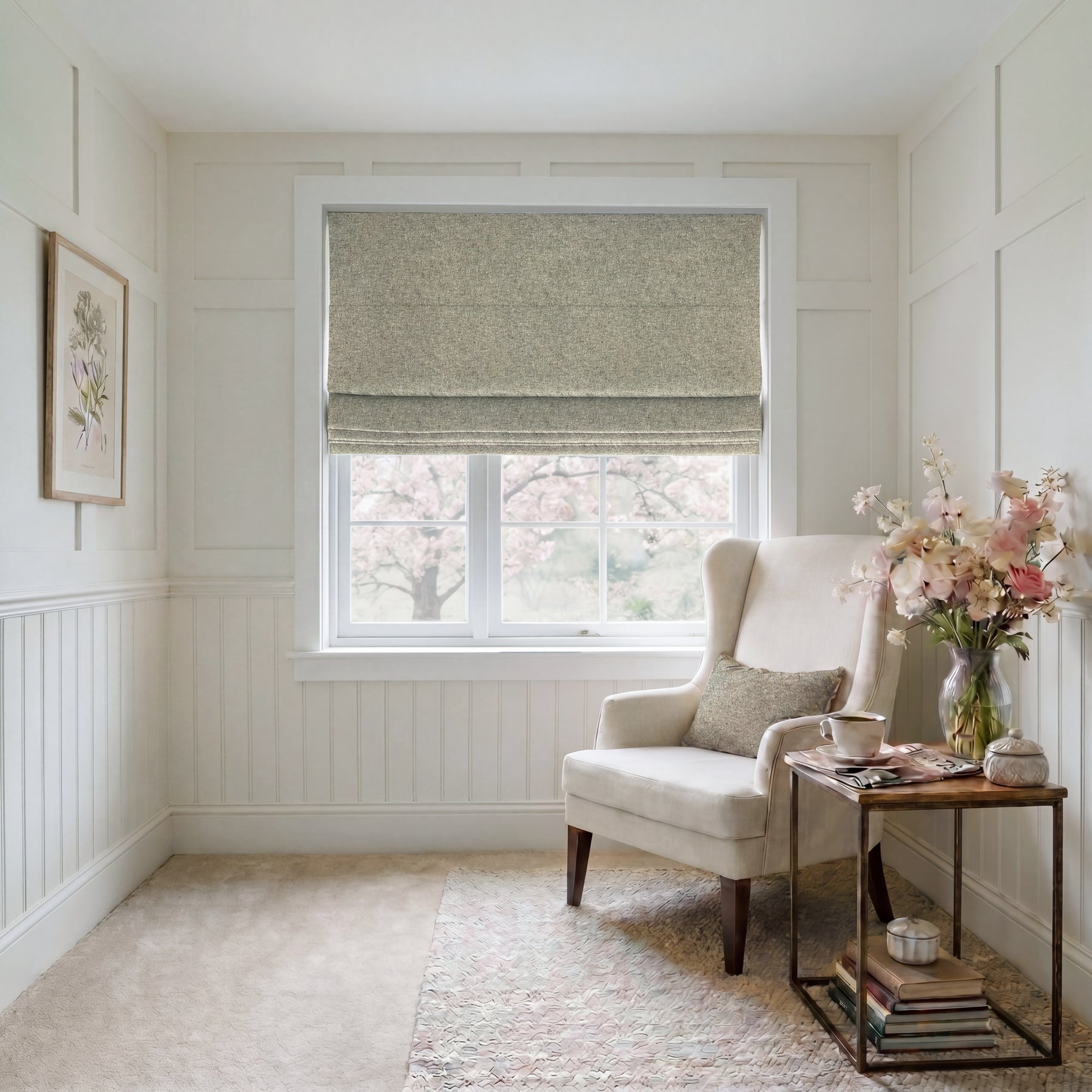 ANTE DECOR Nymans Boucle Made To Measure Roman Blind Dune