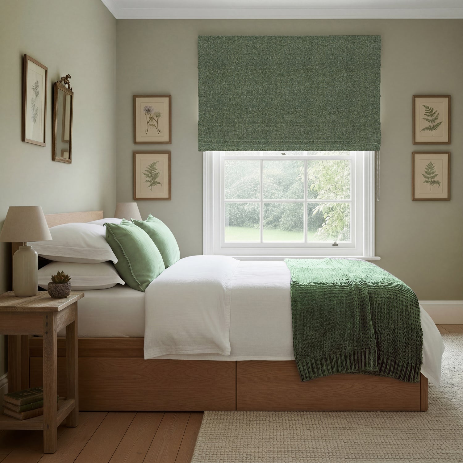 ANTE DECOR Nymans Boucle Made To Measure Roman Blind Sea Moss
