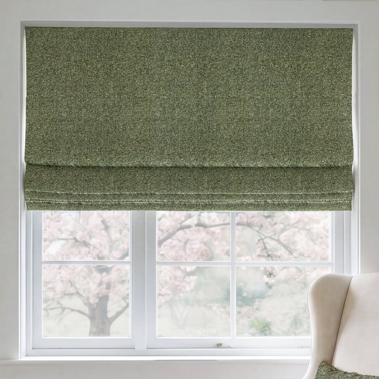 ANTE DECOR Nymans Boucle Made To Measure Roman Blind Sea Moss
