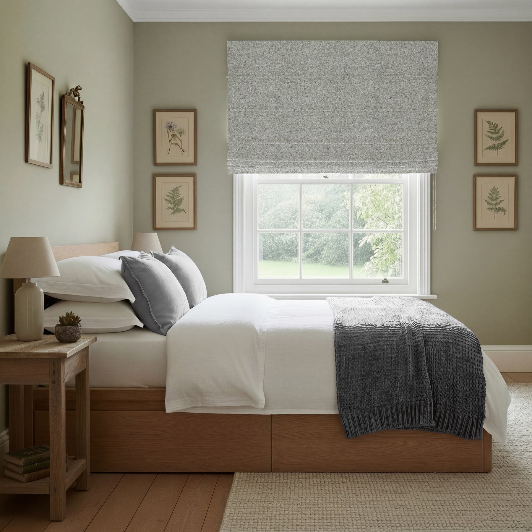 ANTE DECOR Nymans Boucle Made To Measure Roman Blind Silver