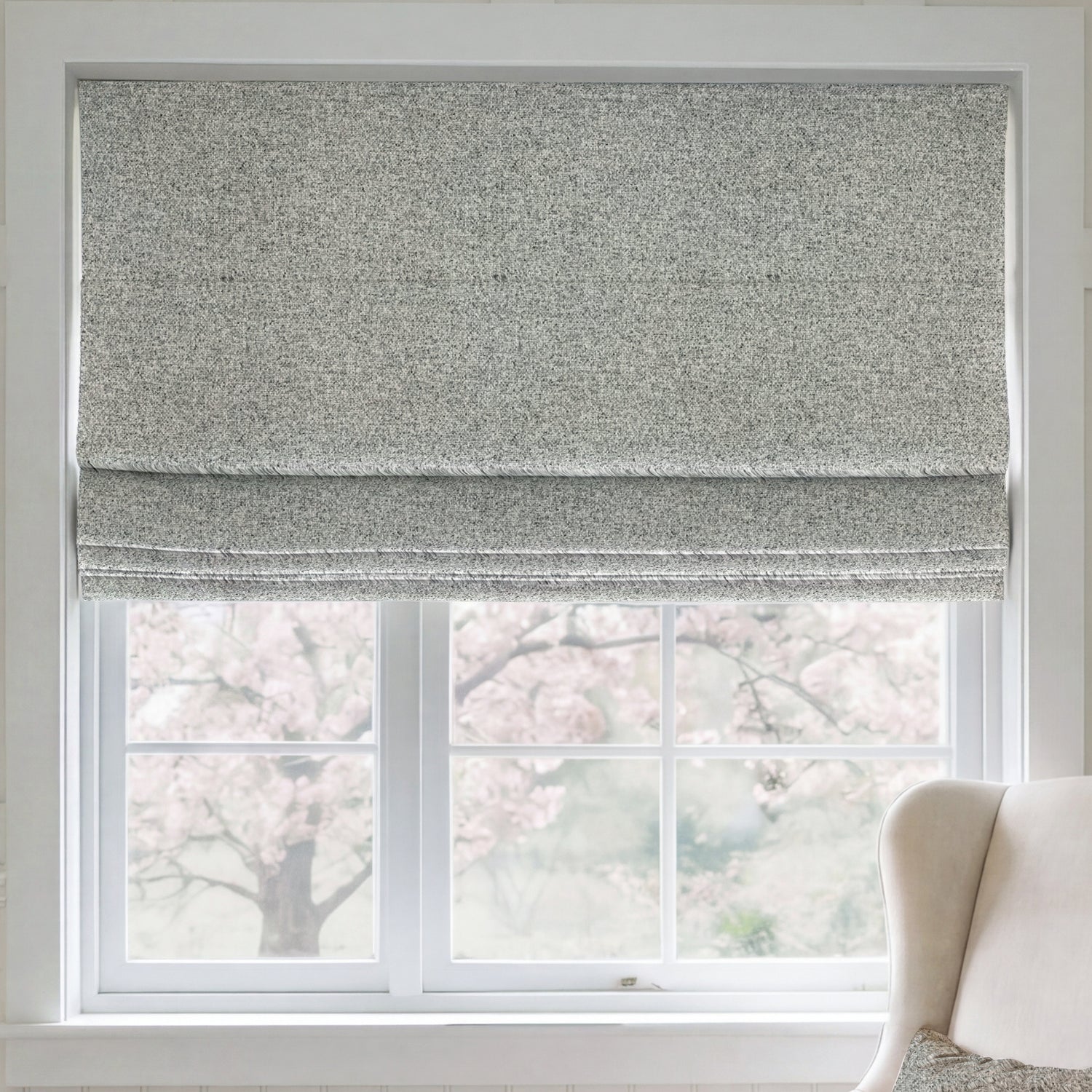 ANTE DECOR Nymans Boucle Made To Measure Roman Blind Silver