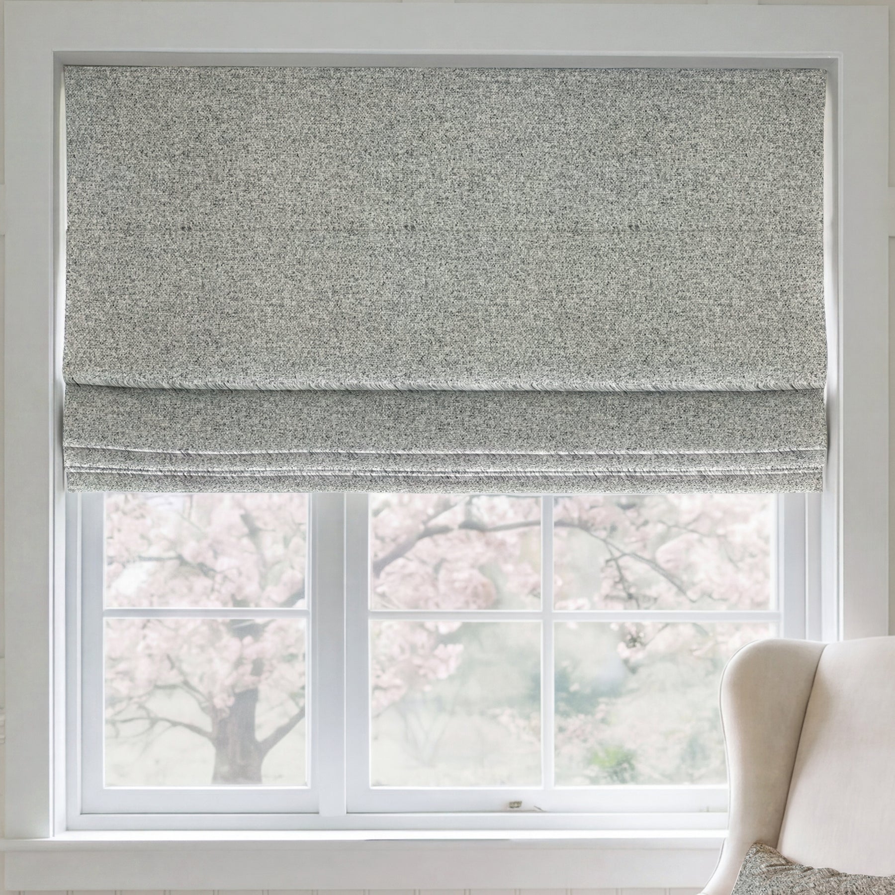 ANTE DECOR Nymans Boucle Made To Measure Roman Blind Silver