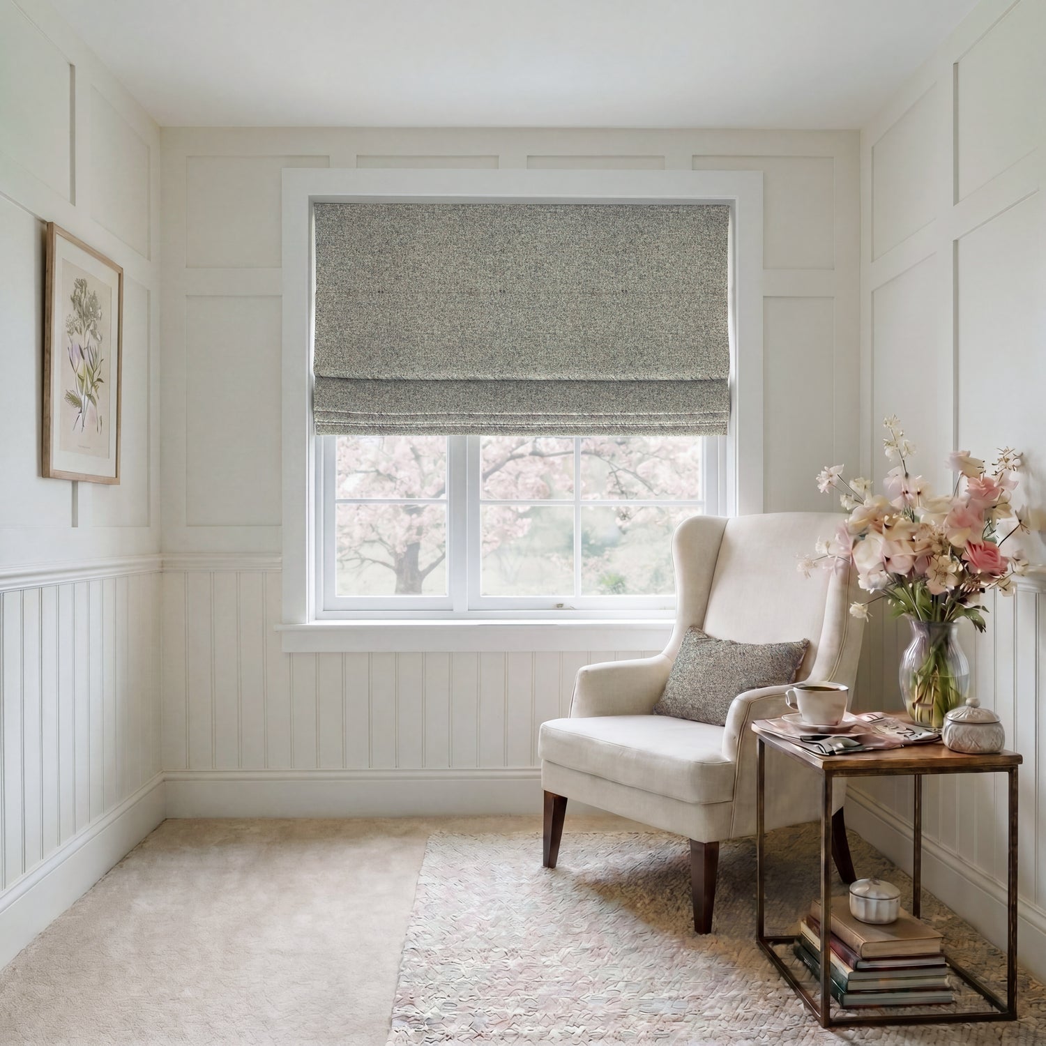 ANTE DECOR Nymans Boucle Made To Measure Roman Blind Taupe
