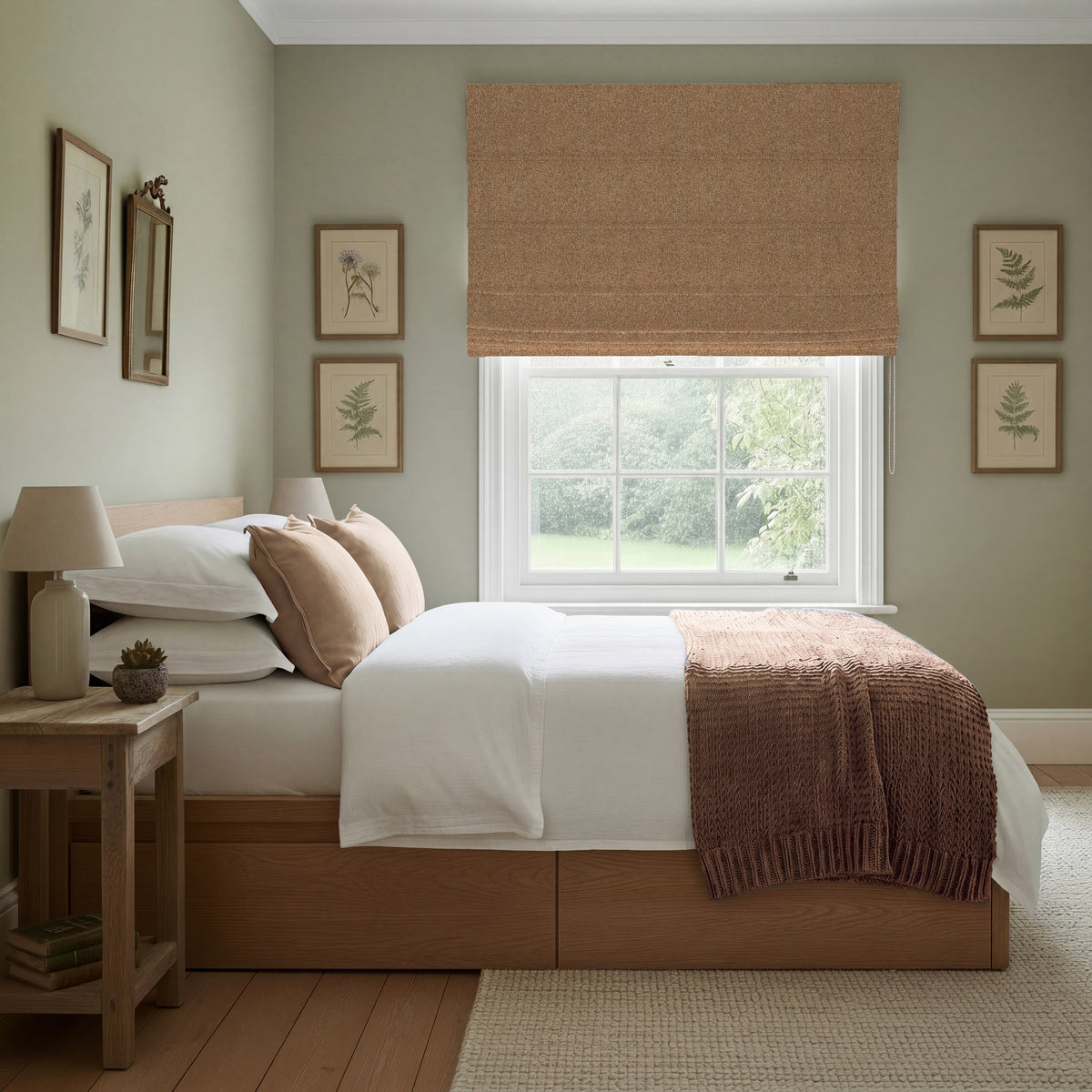ANTE DECOR Nymans Boucle Made To Measure Roman Blind Terracotta