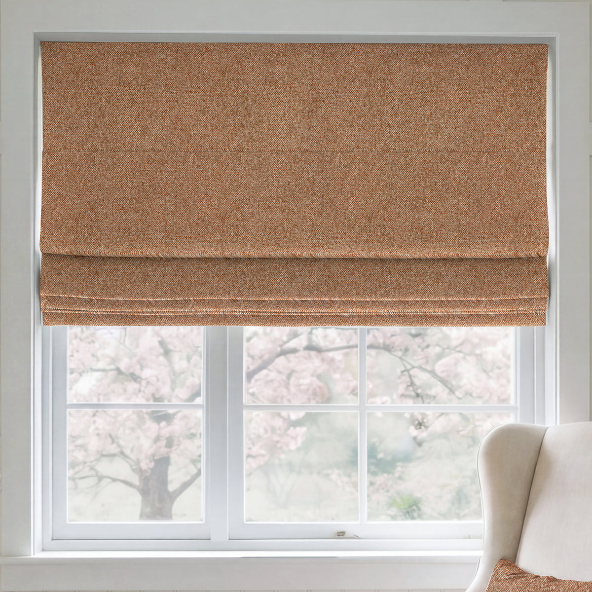 ANTE DECOR Nymans Boucle Made To Measure Roman Blind Terracotta