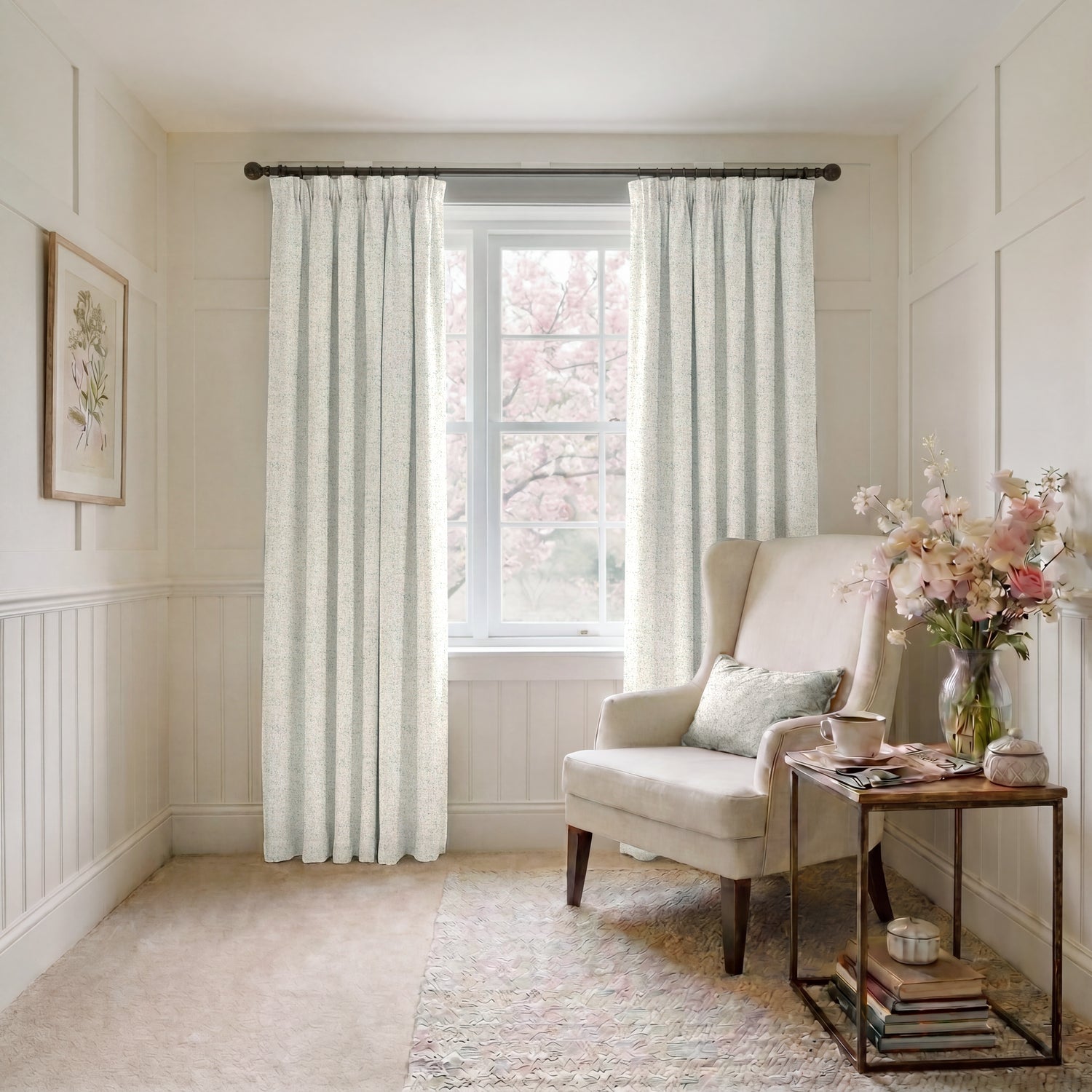 ANTE DECOR Nymans Boucle Made To Measure Curtains Cream