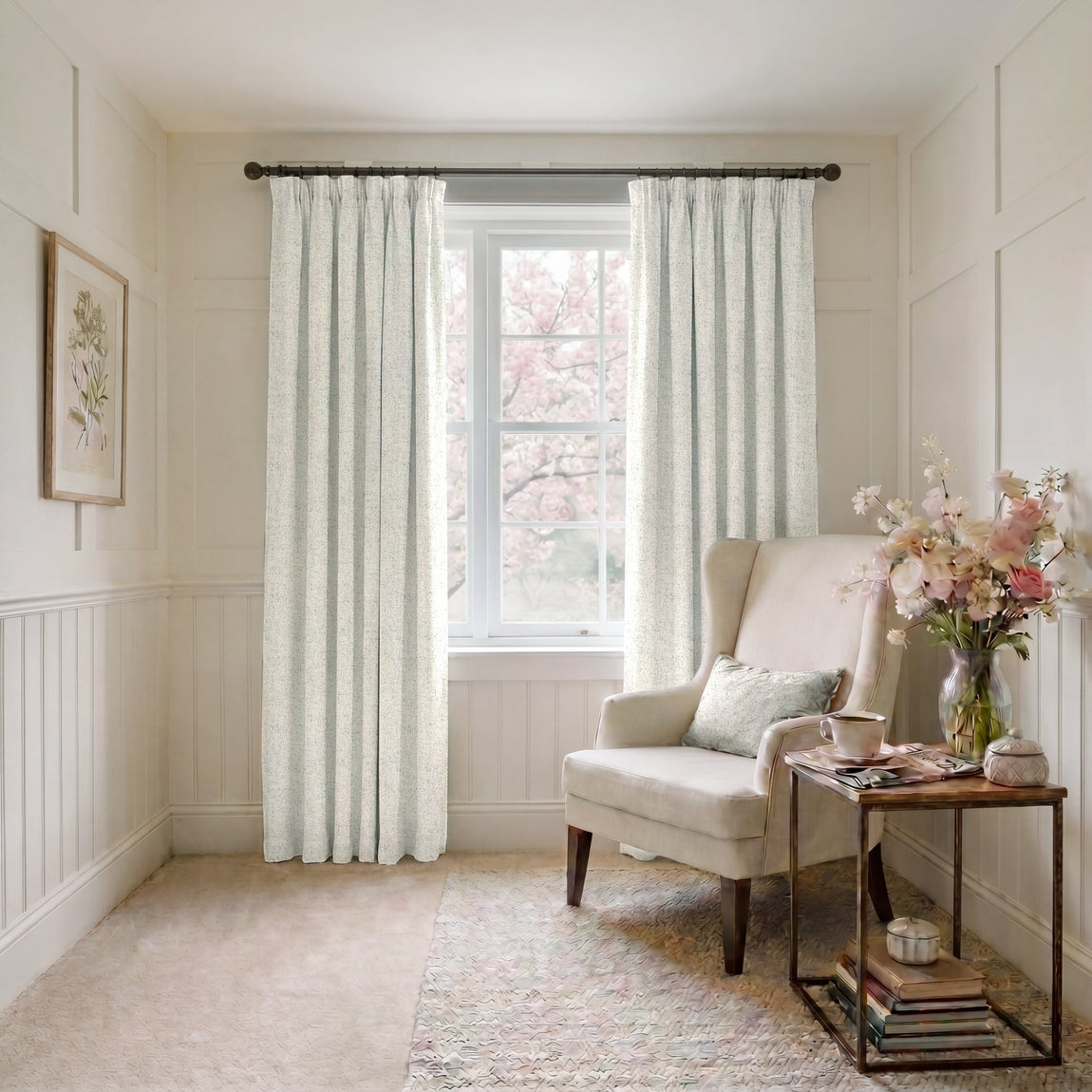 ANTE DECOR Nymans Boucle Made To Measure Curtains Cream