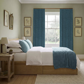 ANTE DECOR Nymans Boucle Made To Measure Curtains Deep Blue