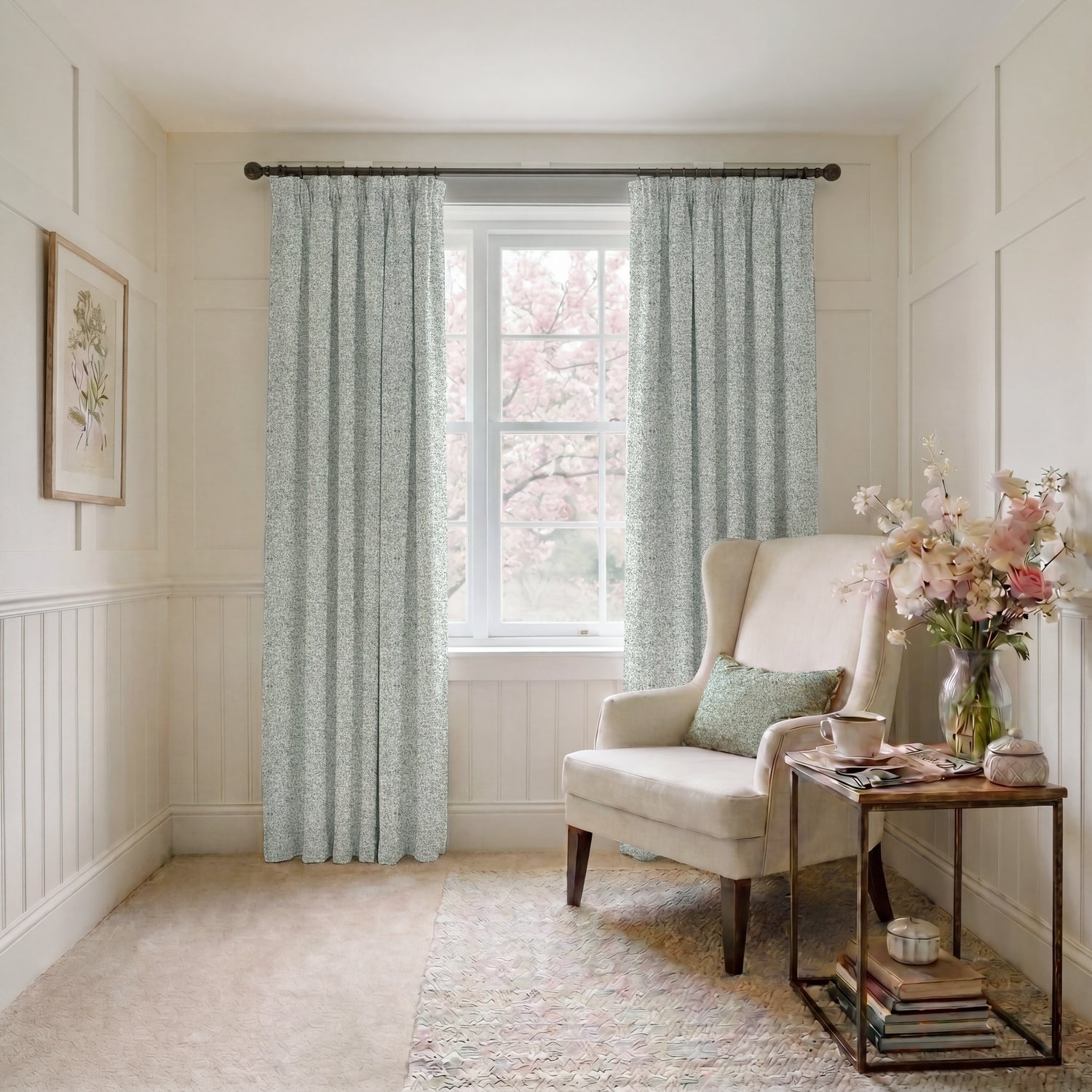 ANTE DECOR Nymans Boucle Made To Measure Curtains Silver