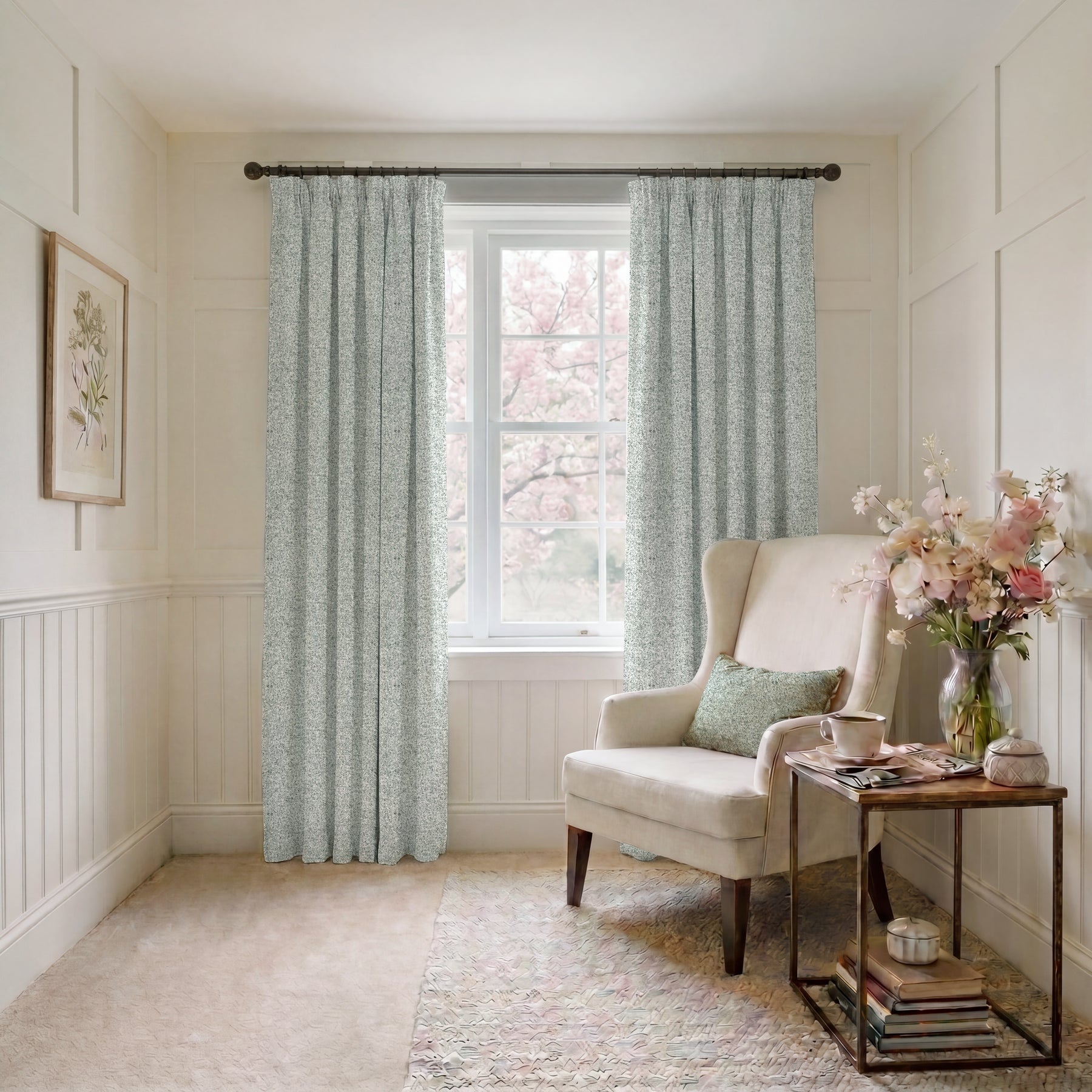 ANTE DECOR Nymans Boucle Made To Measure Curtains Silver