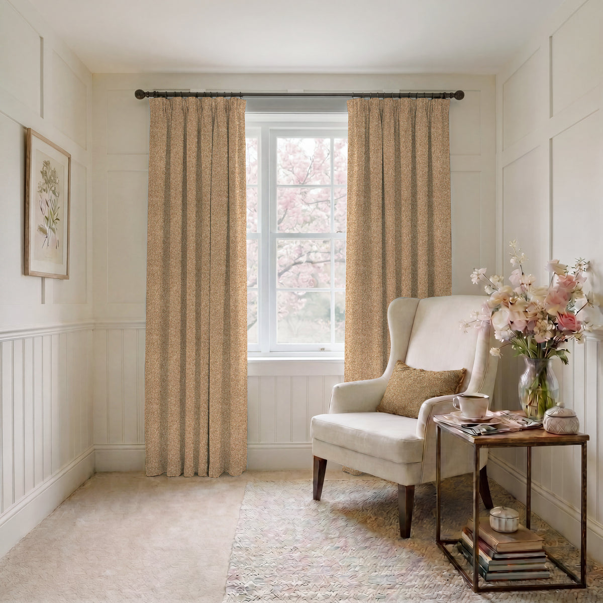 ANTE DECOR Nymans Boucle Made To Measure Curtains Terracotta