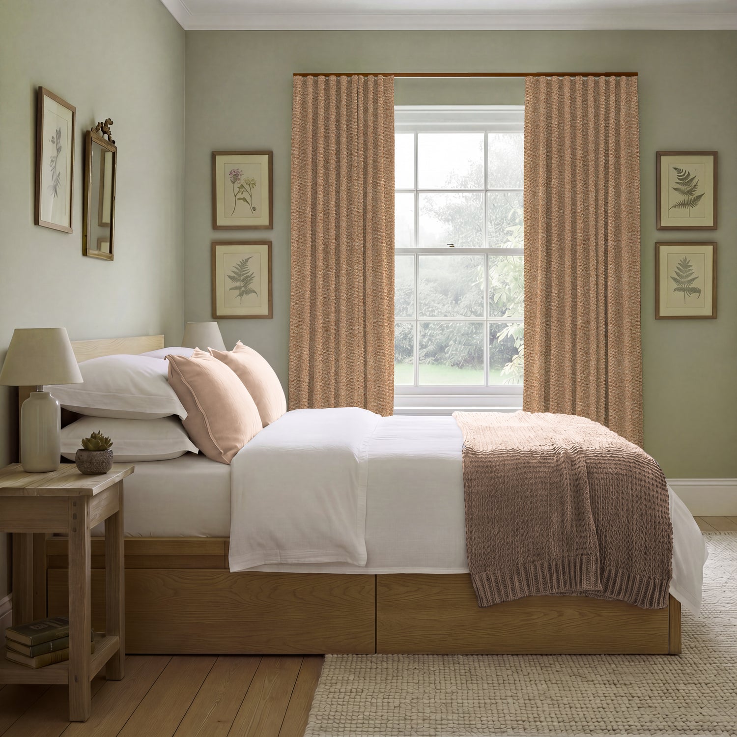 ANTE DECOR Nymans Boucle Made To Measure Curtains Terracotta