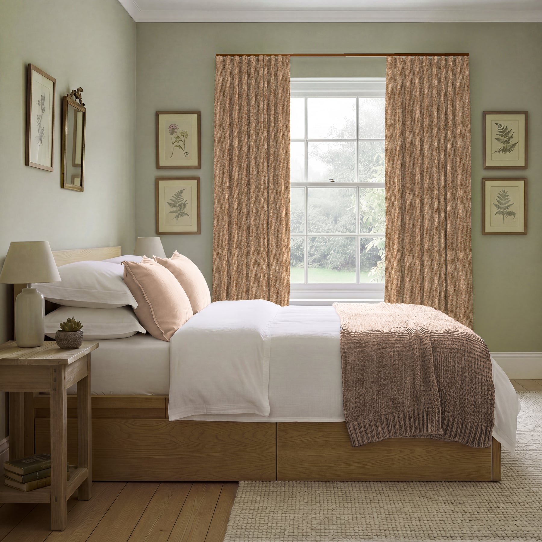 ANTE DECOR Nymans Boucle Made To Measure Curtains Terracotta